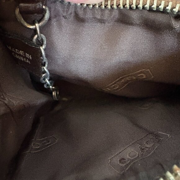 Coach Hampton Signature Mini Skinny ID Card Case Khaki Brown Leather Keychain - Picture 4 of 7